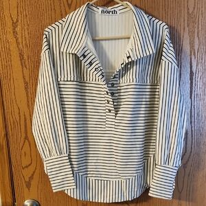 Striped Long Sleeve Shirt With Cuff And Thumb Holes Oversized Boxy Fit NWOT